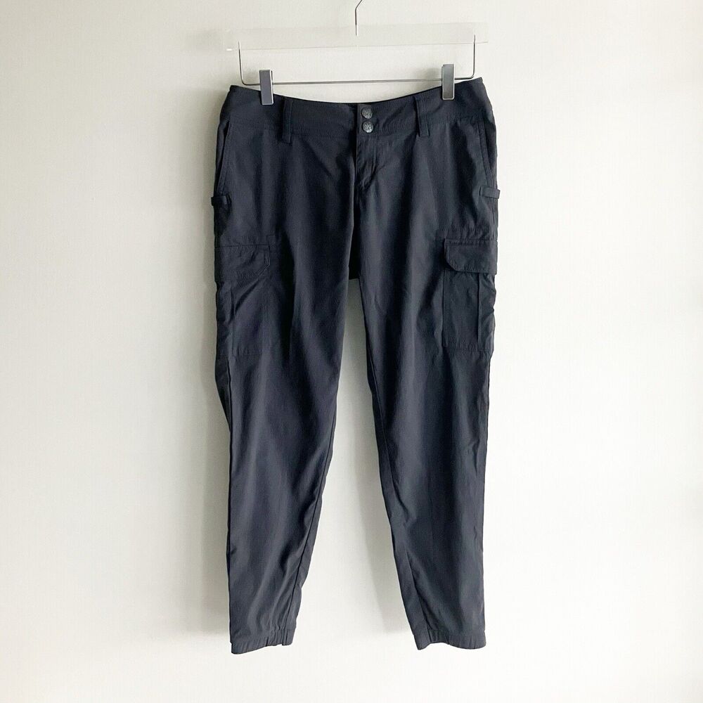 Prana Womens Size 2 Low Rise Cargo Jogger Tapered Ankle Pants Dark Gray Pockets